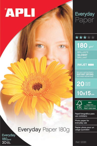 Apli - fotopapier Everyday ft 10 x 15 cm, 180 g, pak van 20 vel