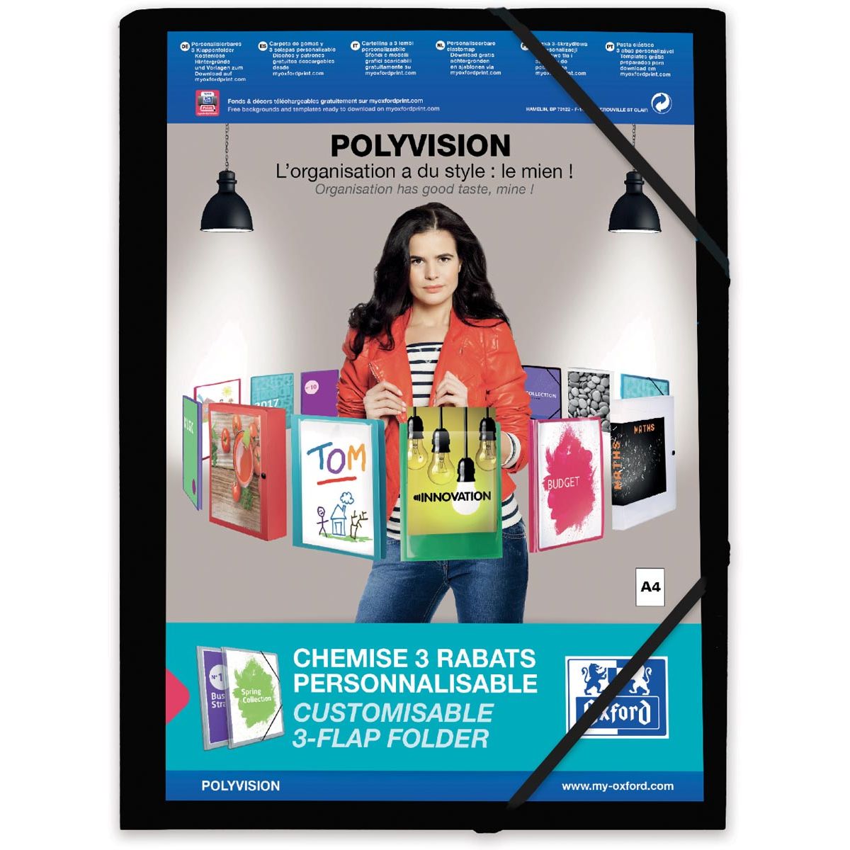 Oxford - Polyvision elastomap, formaat A4, uit PP, zwart