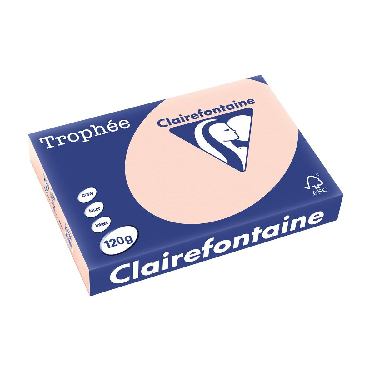 Clairefontaine - Trophée tel, papel de color, A4, 120 g, 250 hojas, salmón
