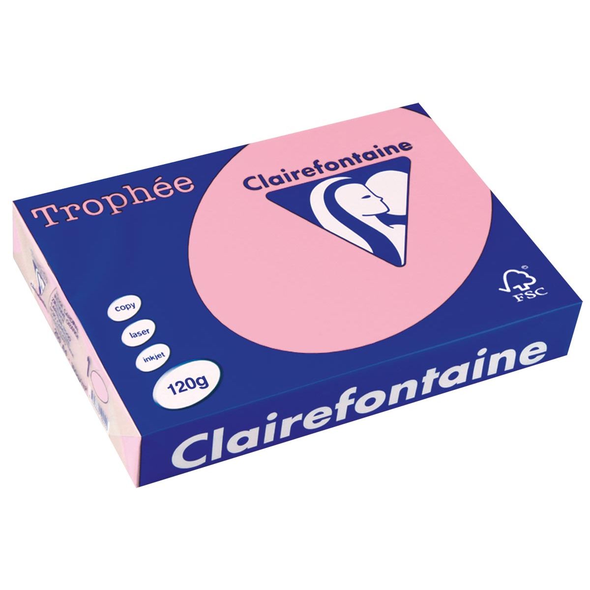 Clairefontaine - Trophée tel, colored paper, A4, 120 g, 250 sheets, pink