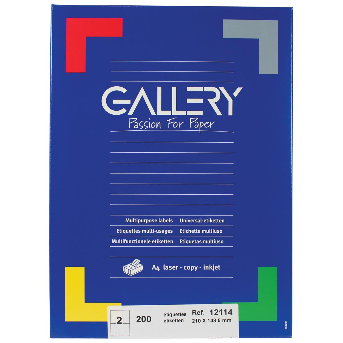 Gallery - white labels ft 210 x 148.5 mm (w x h), right angles, box of 200 labels