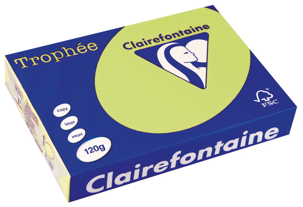 Clairefontaine - Trophée tel, colored paper, A4, 120 g, 250 sheets, golf green