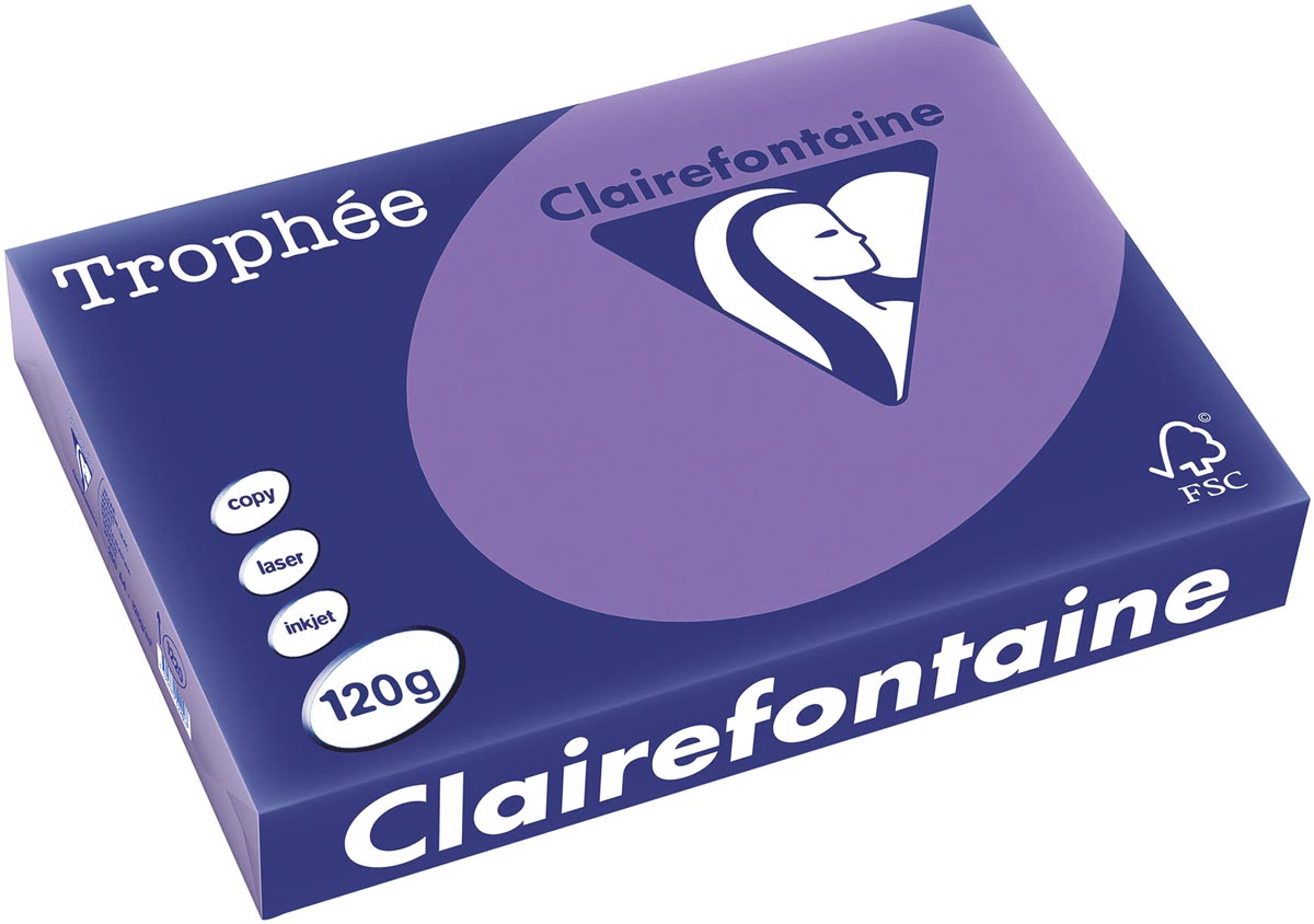 Clairefontaine - Trophée Intens, gekleurd papier, A4, 120 g, 250 vel, violet