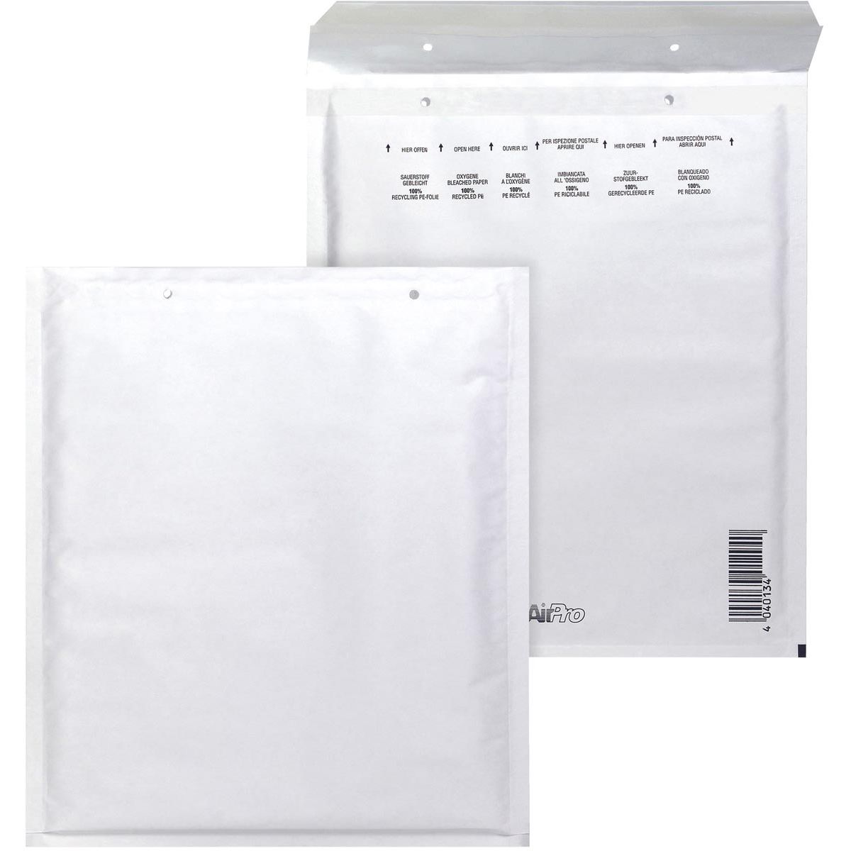 Airpro - Bong luchtkussenenveloppen, ft 220 x 265 mm, met stripsluiting, doos van 100 stuks, wit