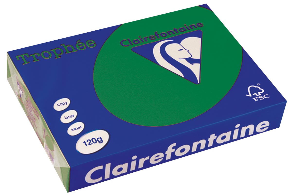 Clairefontaine - Trophée Intens, colored paper, A4, 120 g, 250 sheets, pine green
