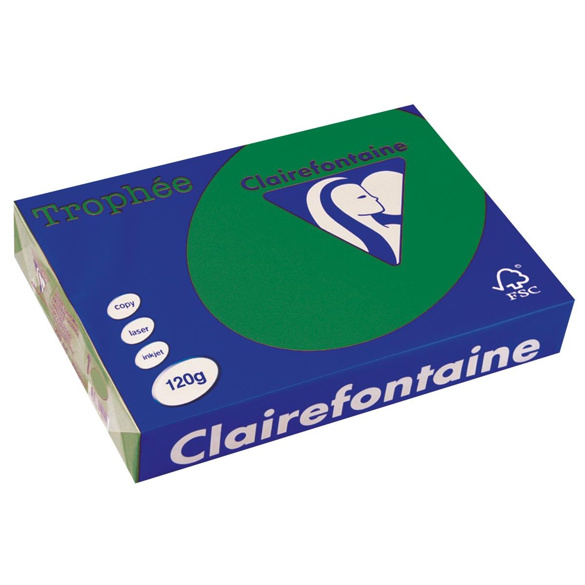 Clairefontaine - Trophée Intens, colored paper, A4, 120 g, 250 sheets, pine green