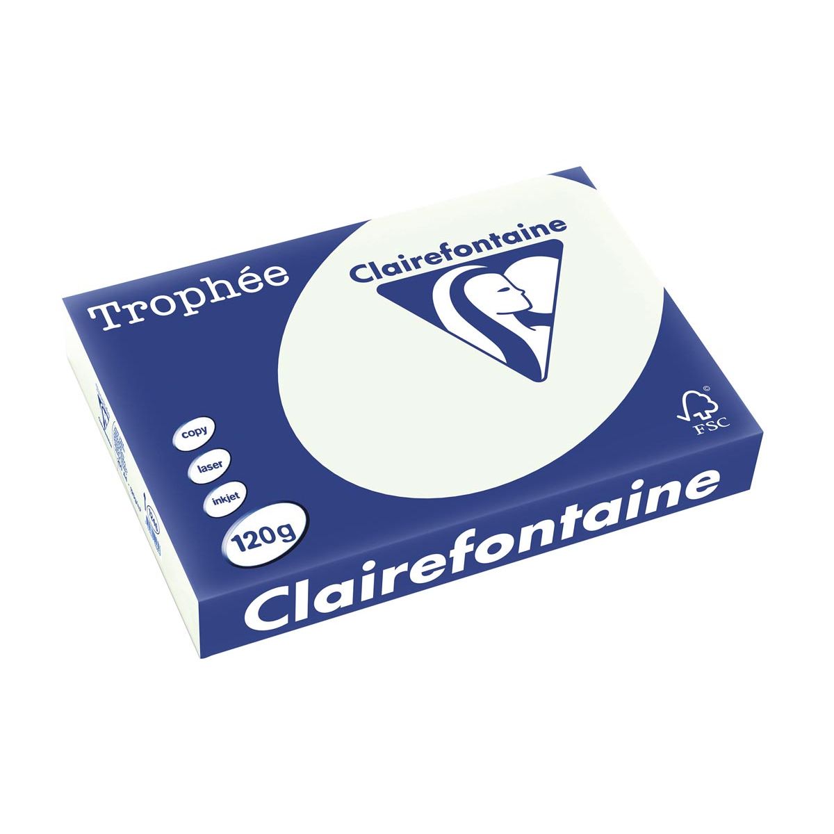 Clairefontaine - Trophée tel, papel de color, A4, 120 g, 250 hojas, verde claro