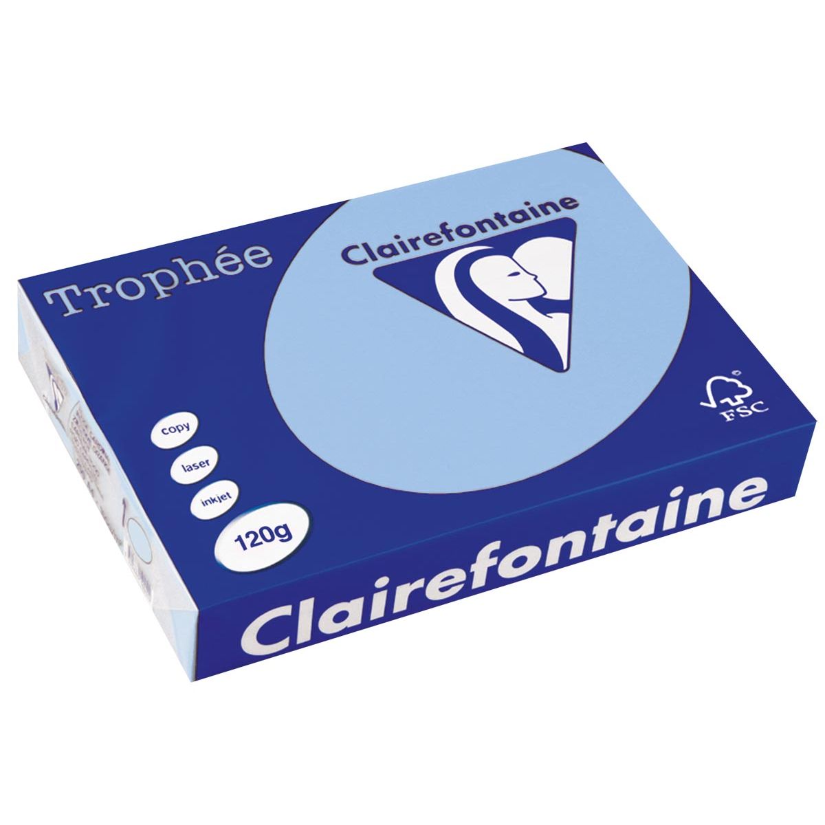 Clairefontaine - Trophée tel, gekleurd papier, A4, 120 g, 250 vel, helblauw