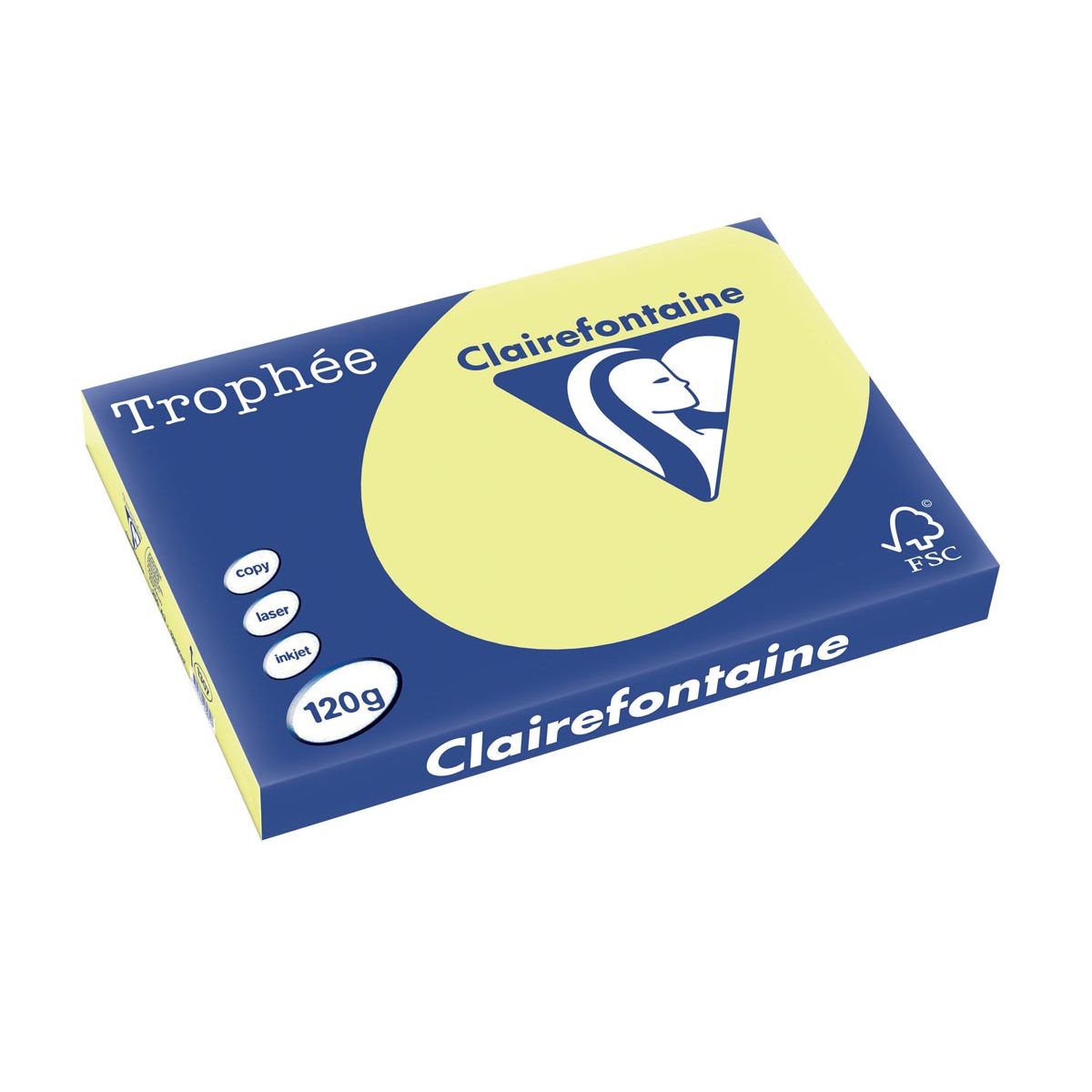 Clairefontaine - Trophée tel, colored paper, A3, 120 g, 250 sheets, lemon yellow
