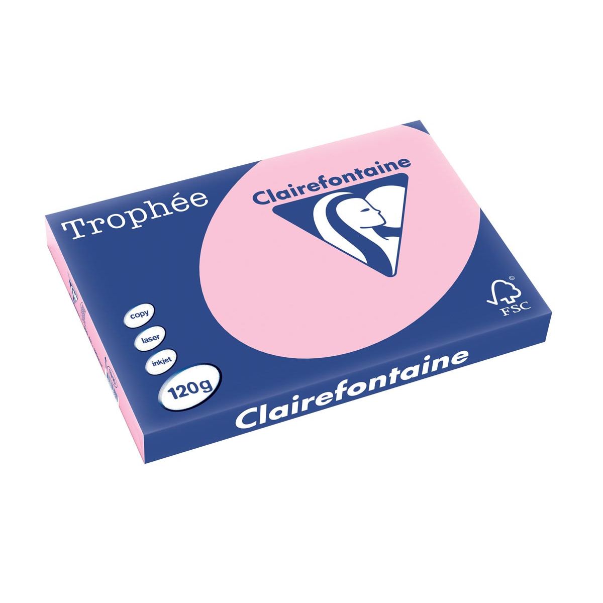 Clairefontaine - Trophée tel, farbiges Papier, A3, 120 g, 250 Blatt, rosa