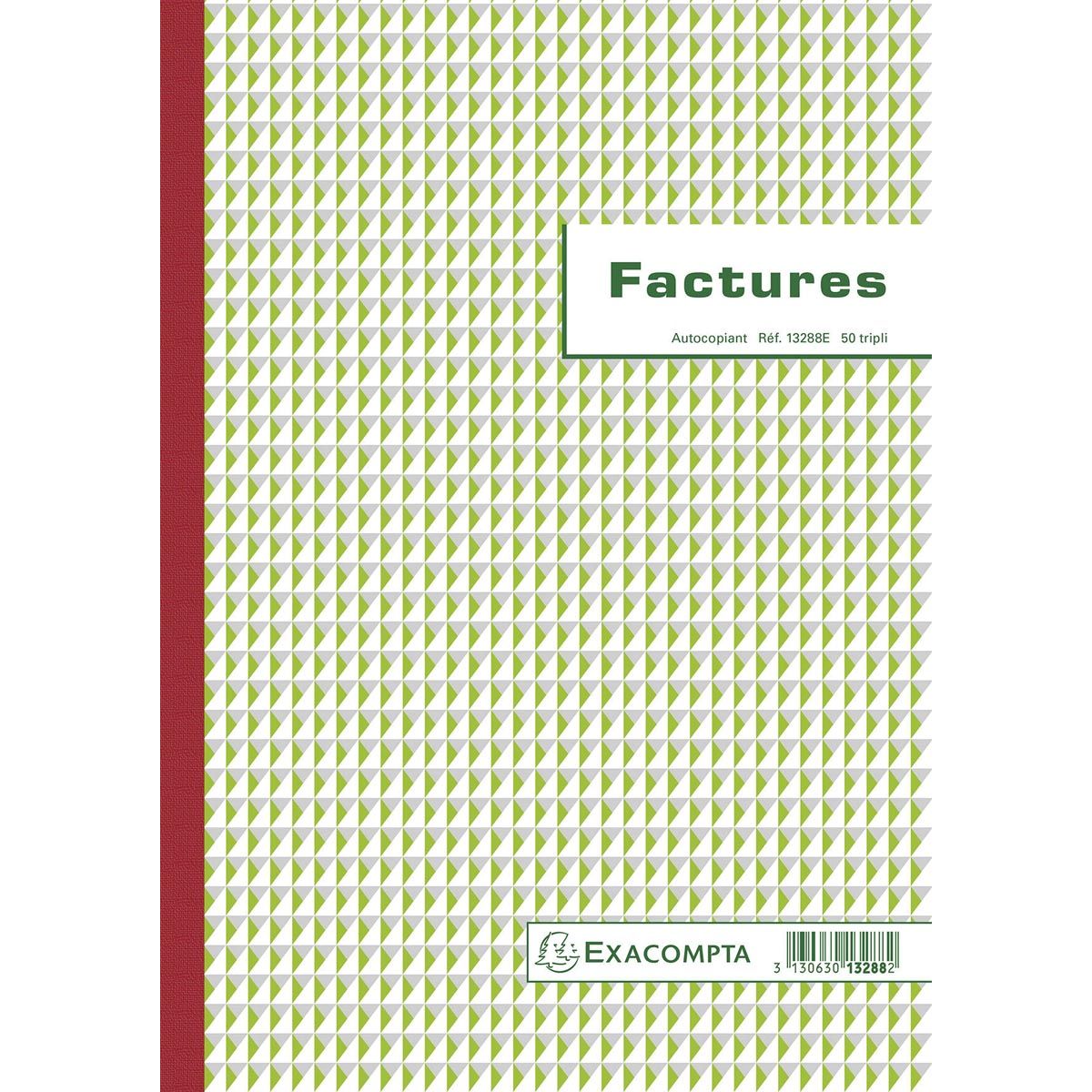 Exacompta - facturas, pies 29,7 x 21 cm, tripli, francés