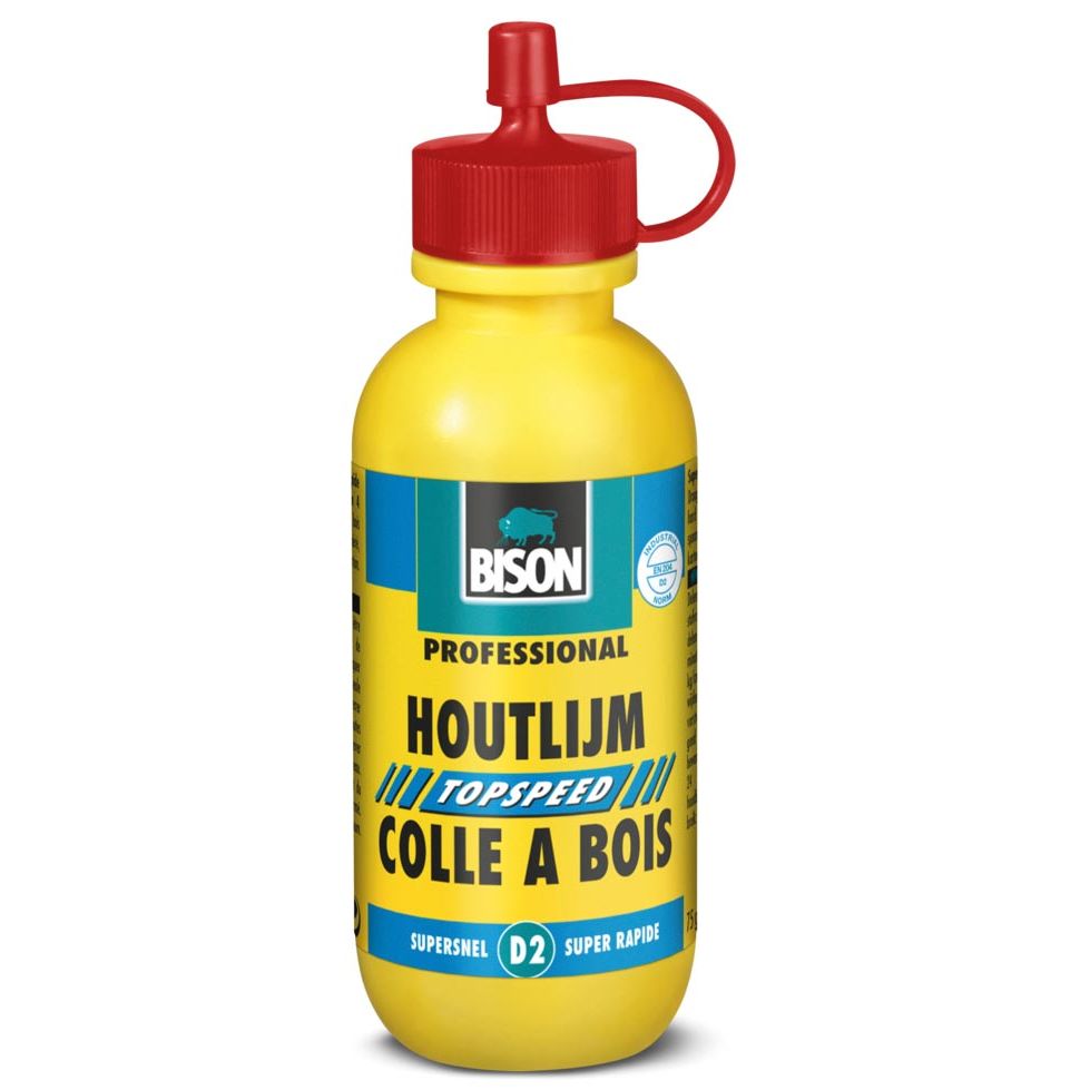 Bison - houtlijm topspeed, flacon van 75 ml, wit