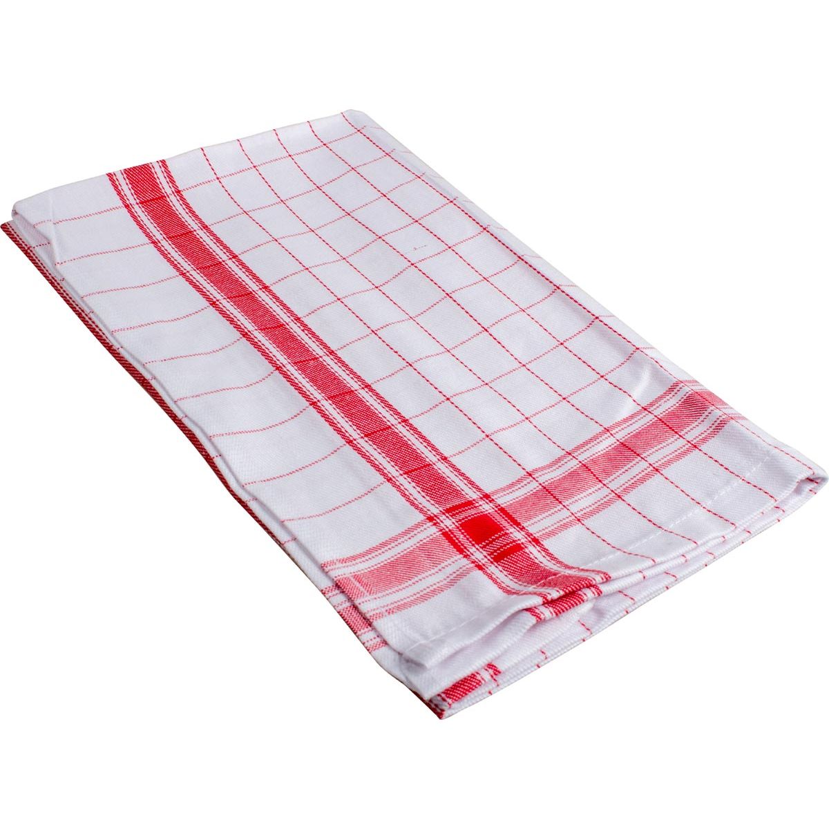 Klika - Serviette Adalynne, pi 50 x 70 cm, à carreaux, rouge, lot de 3