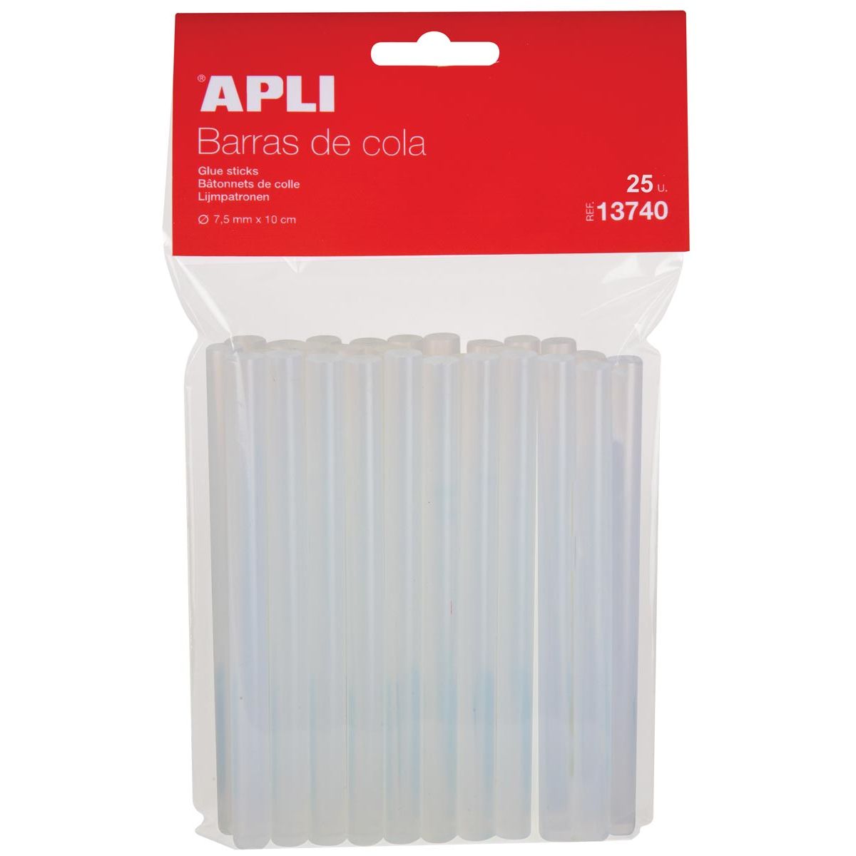 Apli - transparante lijmpatronen 7,5 mm, ophangzakje met 25 stuks