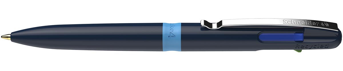 Schneider - 4-Farben-Kugelschreiber Take 4, mittel, dunkelblau/hellblau