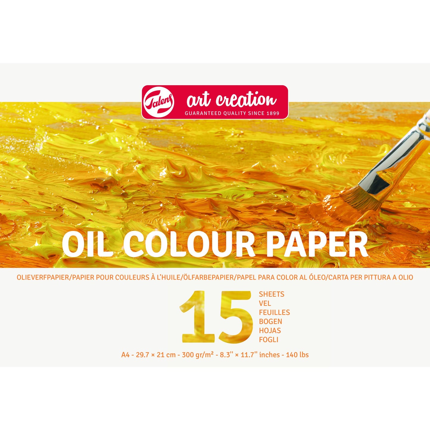 Talens Art Creation - Olieverfpapier Art Creation 15 witte vellen 300gr A4 geel | 3 stuks
