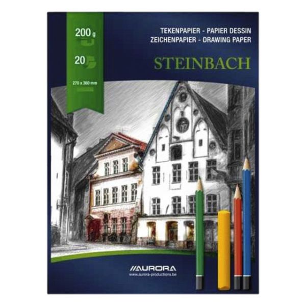 Aurora - Bloc de dibujo 27x36cm 20 hojas papel Steinbach de 200 gramos | 5 piezas