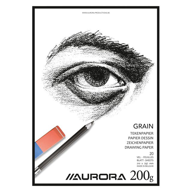 Aurora - Tekenblok A4 20 vel 200 gram Grain papier