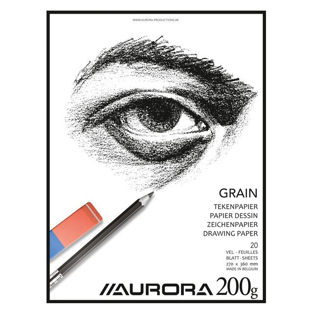 Aurora - Drawing pad 27x36cm 20 sheets of 200 gram Grain paper