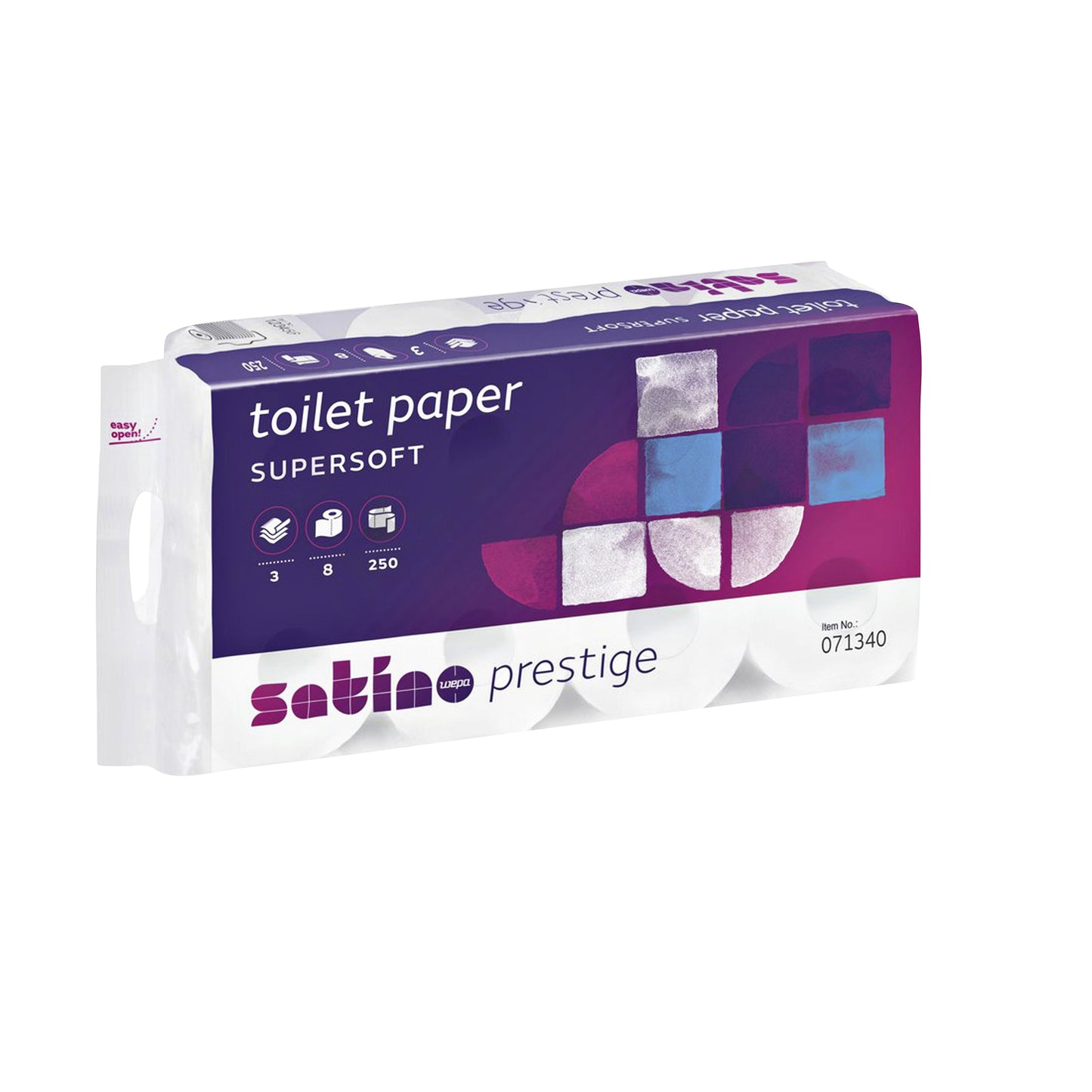 Satino by WEPA - Papier toilette Satino MT1 Prestige 3 couches 8 rouleaux de 250 feuilles blanc 071340