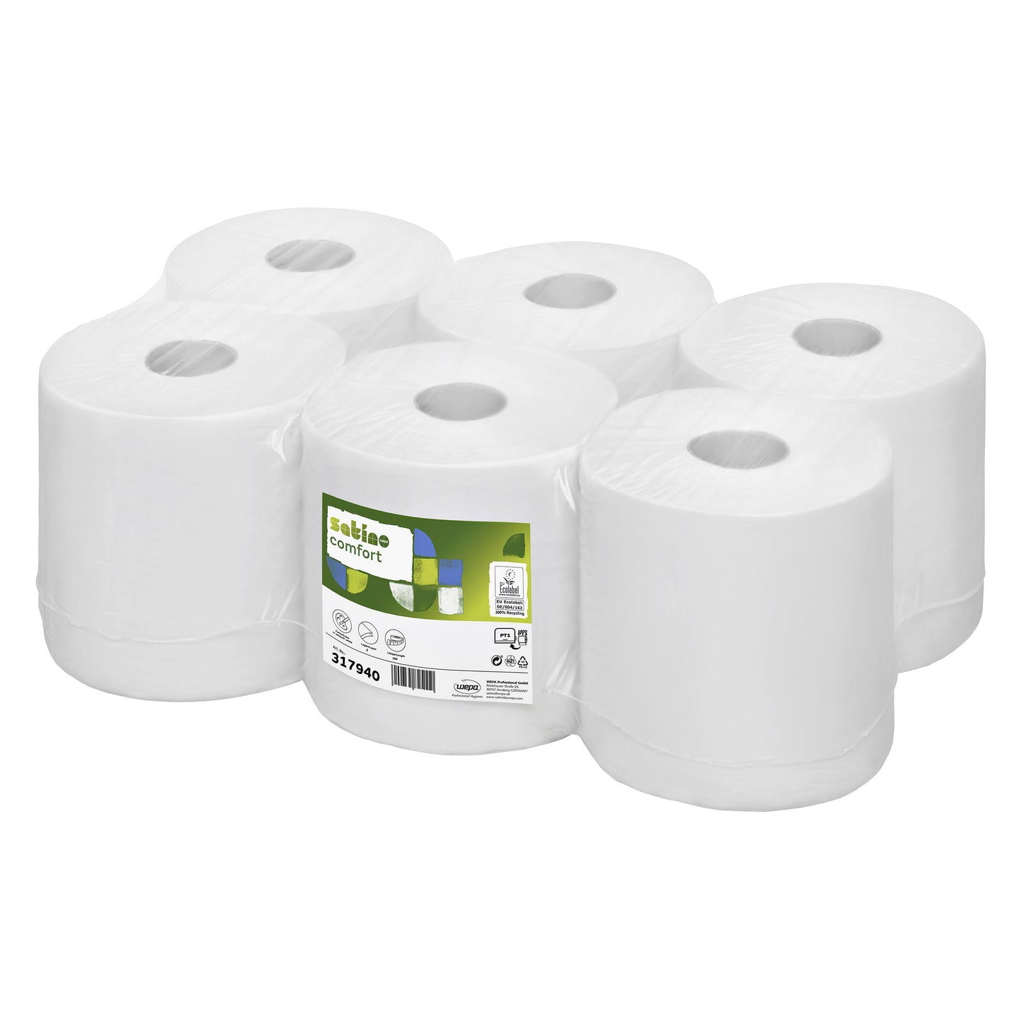 Satino by WEPA - Handdoekrol Satino PT1 Comfort 2-laags 150m wit 317940