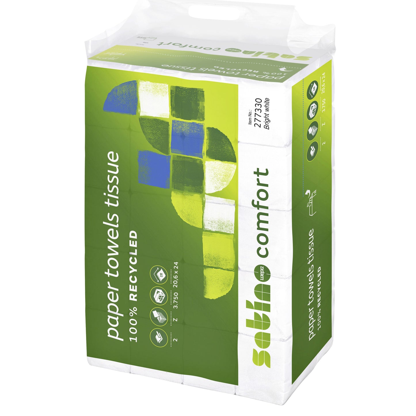 Satino by WEPA - Toalla Satino PT2 Comfort plegado en z 2 capas 206x240mm 25x150 hojas blanco 277330