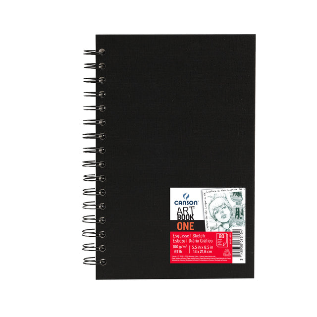 Canson - Sketchbook Art Book One spiral bound 80 sheets 100gr 140x216mm white