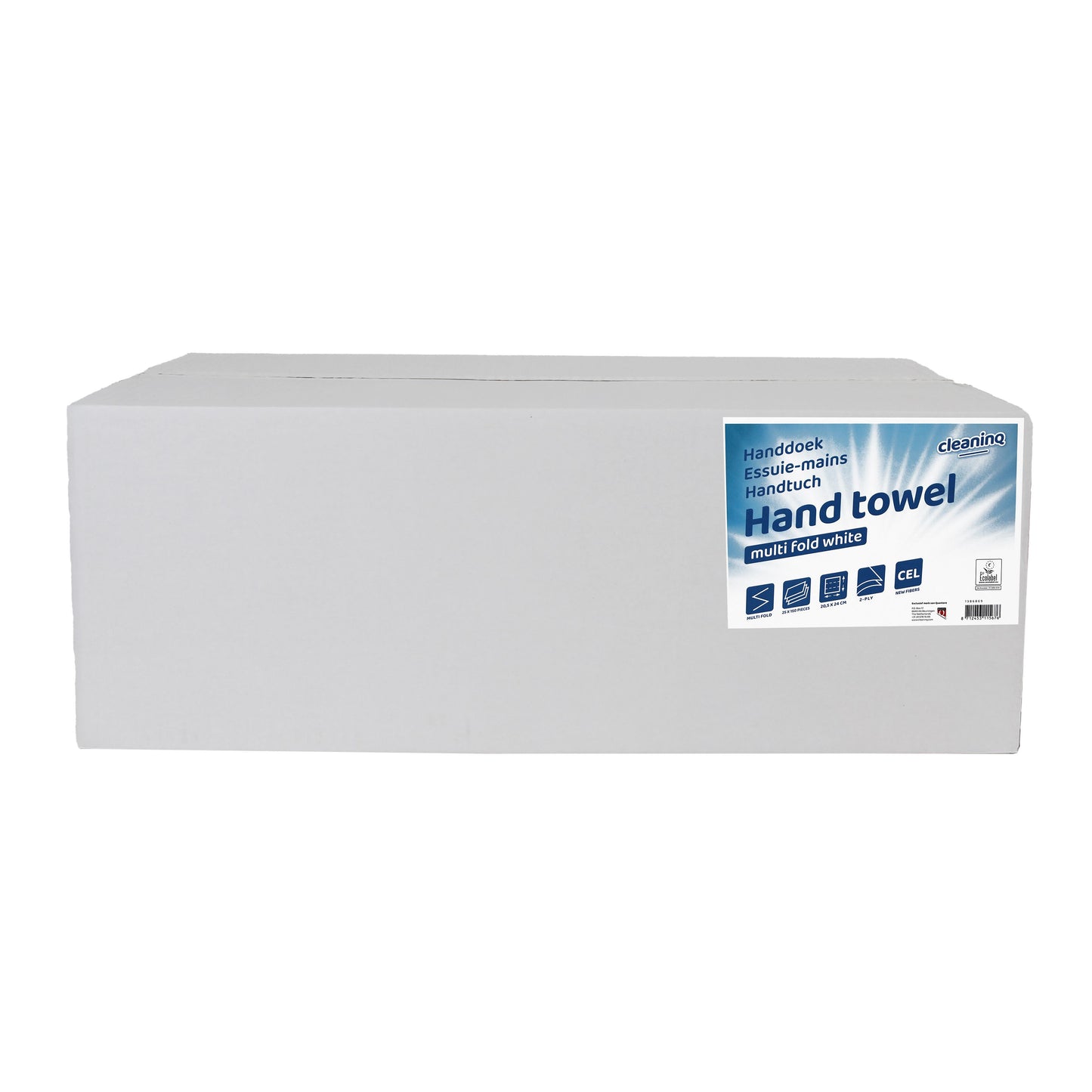 Cleaninq - Handdoek h2 206x240mm 25x150 vel wit
