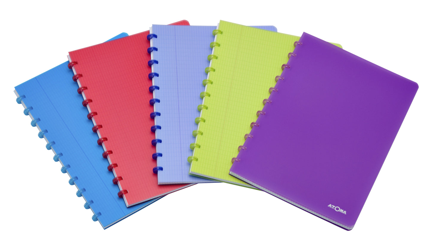 Atoma - Carnet A5 ligne 144 pages 90gr PP transparent assorti | 10 pièces
