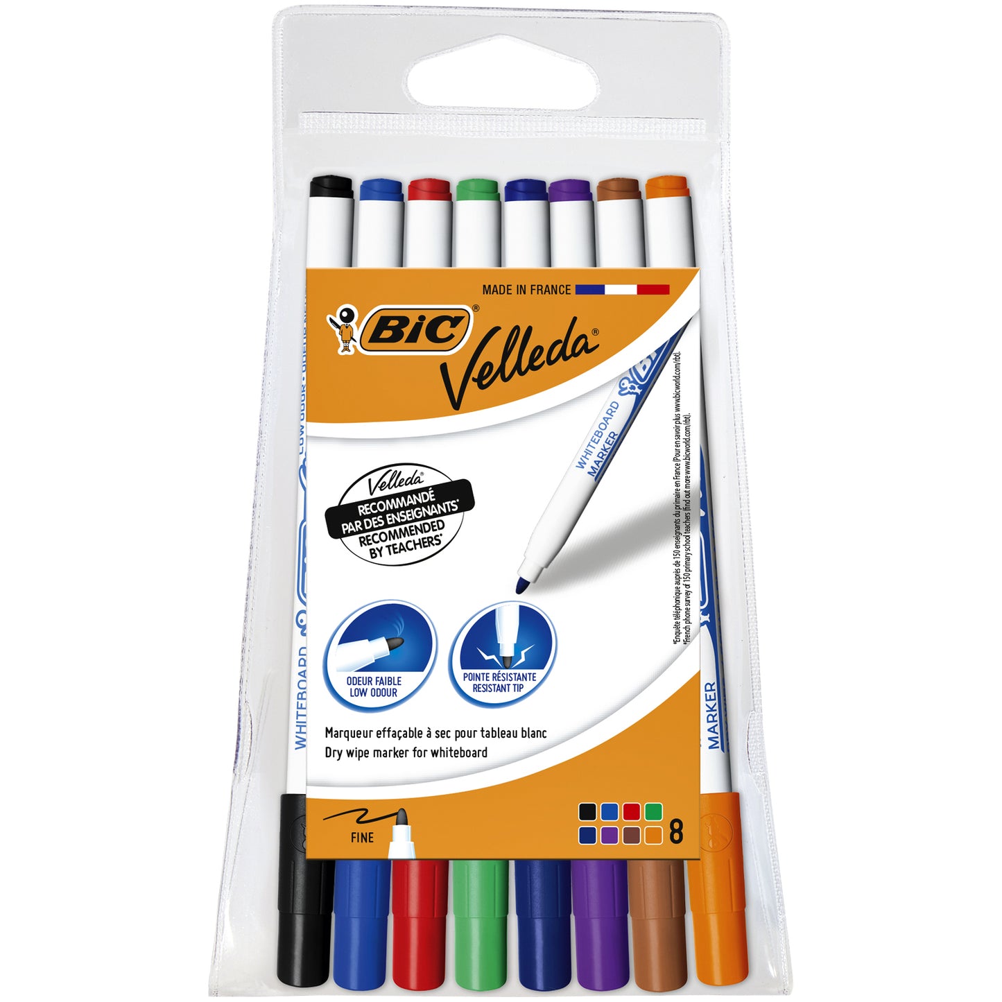 Bic - Whiteboardmarker Velleda 1721 rond fijn assorti blister à 8 stuks