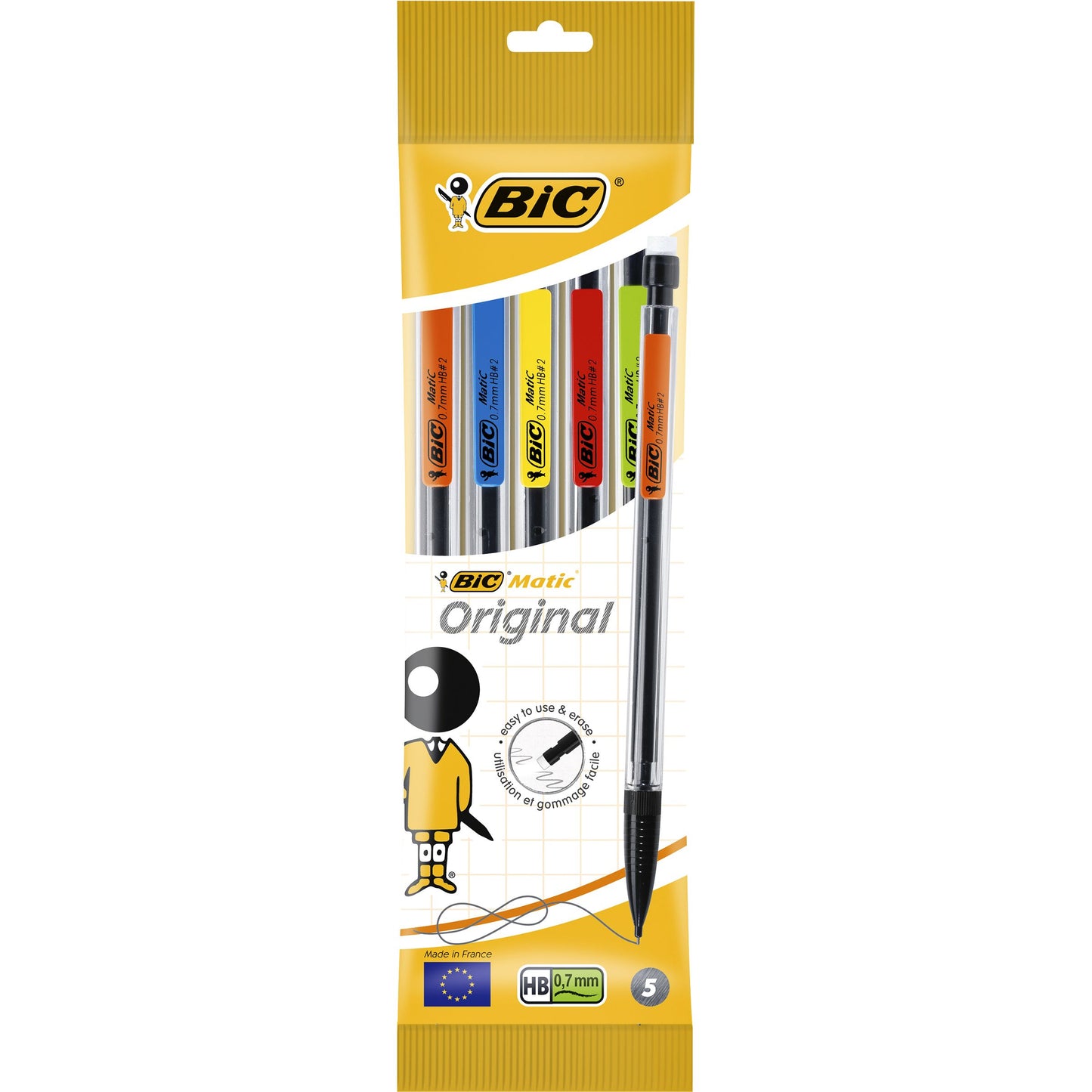 Bic - Mechanical pencil Matic Original HB 0.7mm assorted bag of 5 pieces