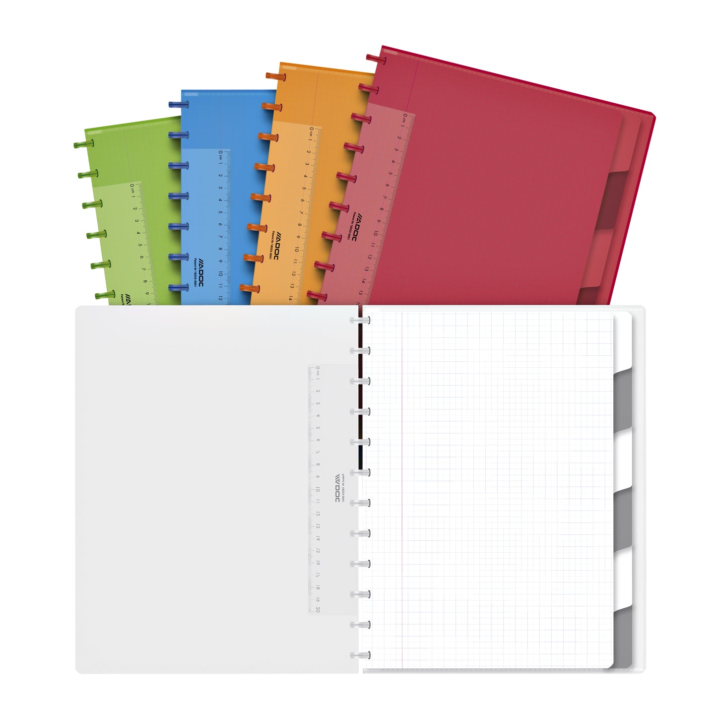 Adoc - Carnet A4 diamant 5x5mm 144 pages 90gr avec 6 onglets assortis | 8 pièces
