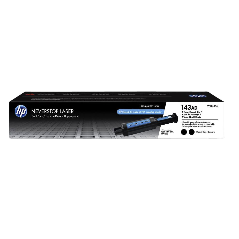 HP - Cartucho de recarga w1143ad 143a negro 2x