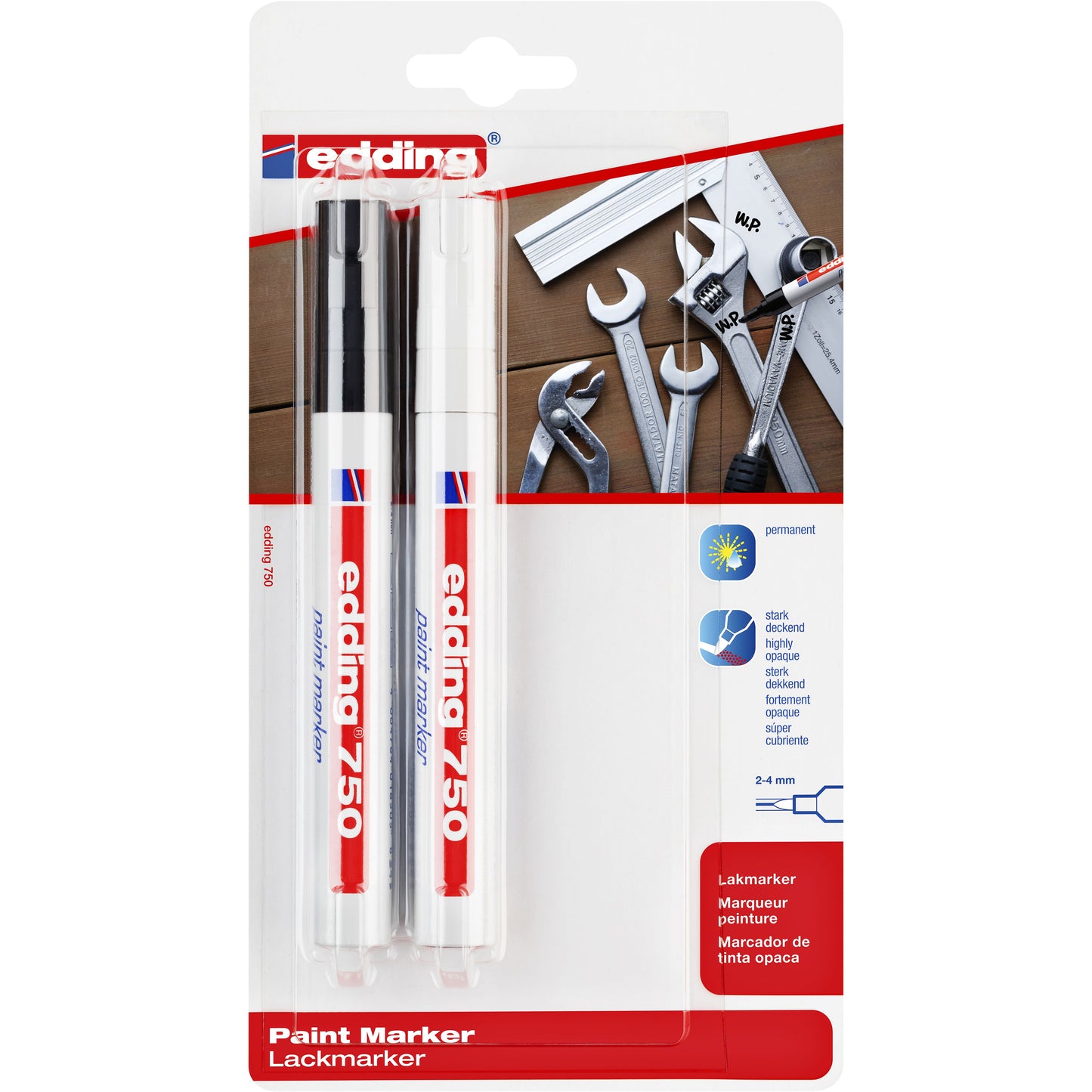 Edding - Paintmarker 750 oliebasis 2-4mm wt-zw bls