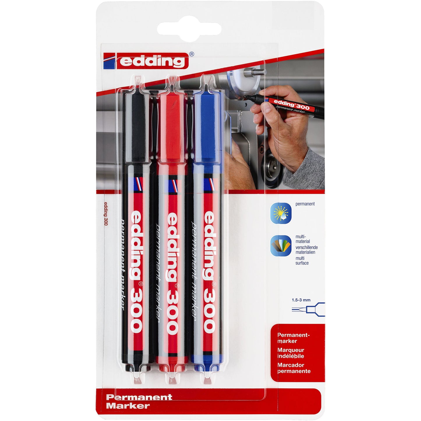 Edding - Viltstift 300 rond 1.5-3mm blist3 assorti