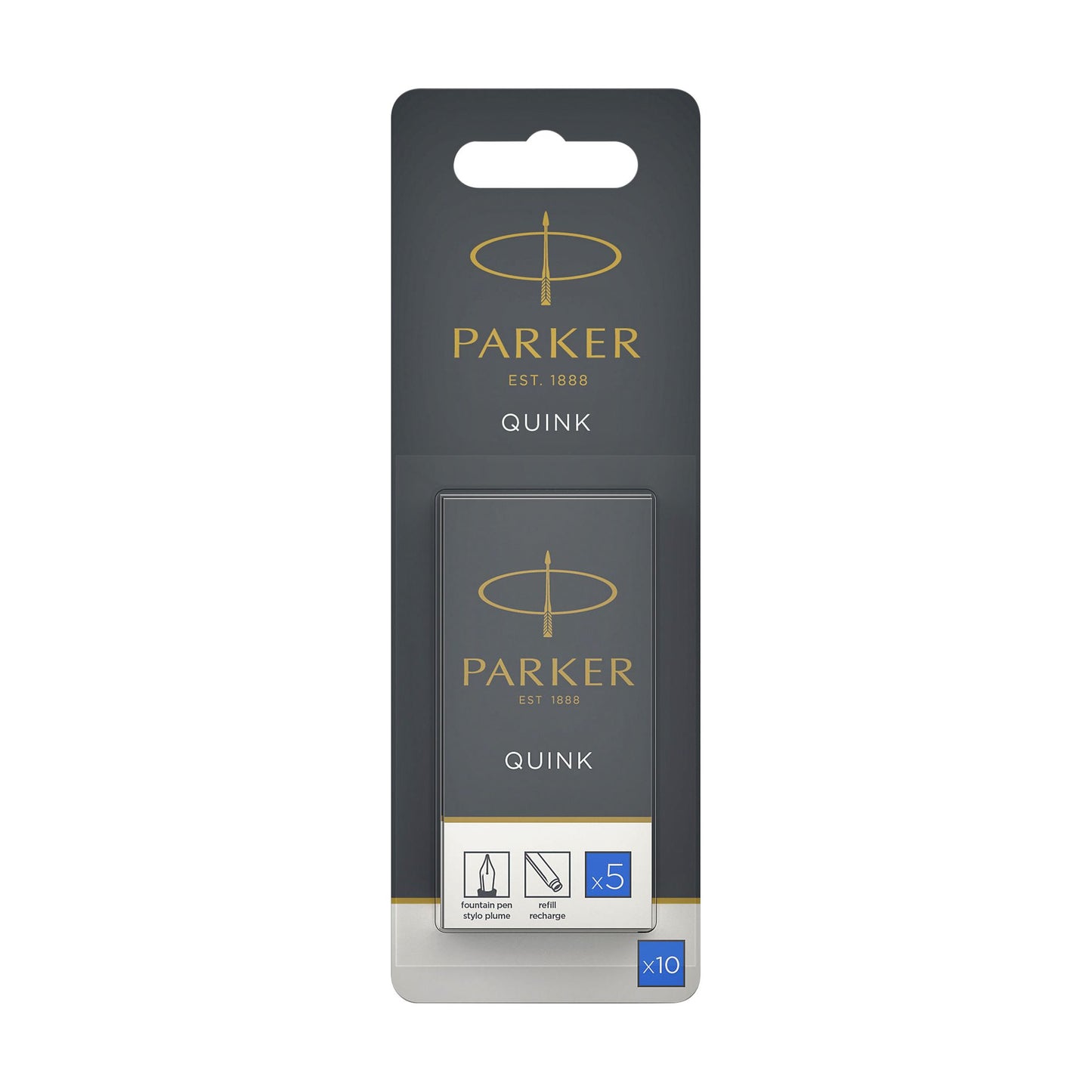 Parker - Ink cartridge Quink washable blue blister of 10 pieces