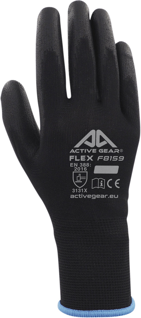 ActiveGear - Guante grip PU-flex negro mediano | 12 piezas