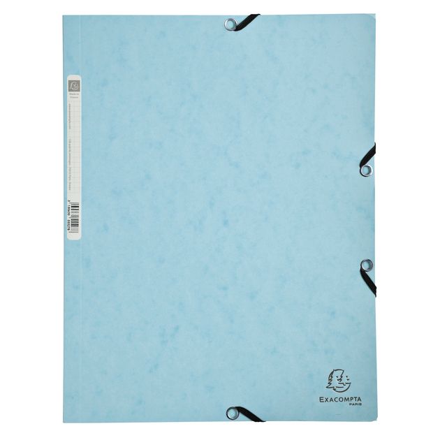 Exacompta - Elastomap Acquerello A4 3 lembi 400gr cartoncino lucido blu | 5 pezzi