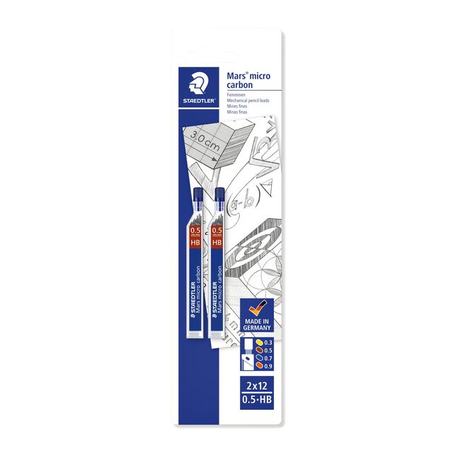 Staedtler - Portaminas Mina Carbono Micro 0.5mm HB blister 2 piezas