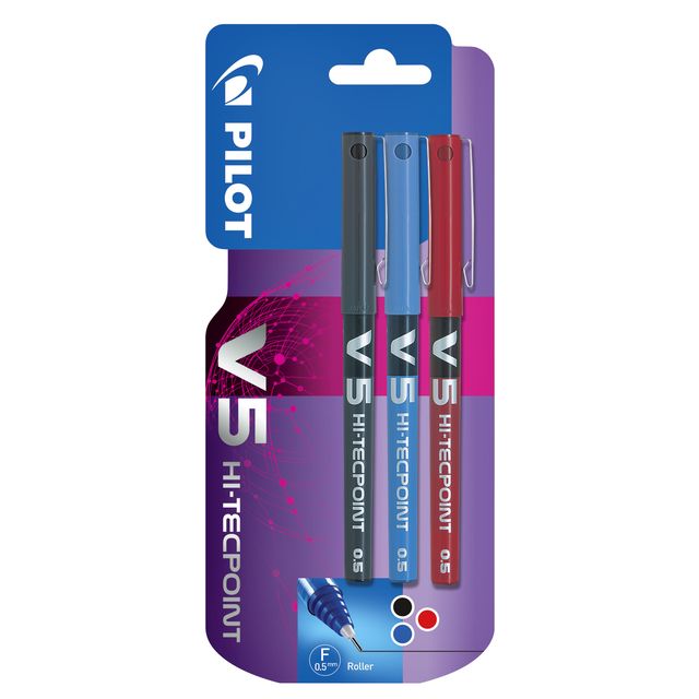 Pilot - Rollerpen v5 fijn 3st assorti