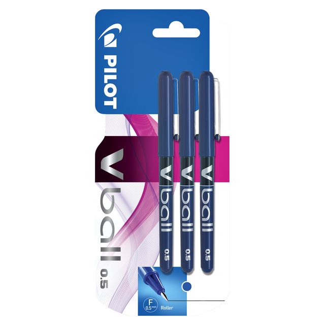Pilot - Rollerpen v-ball 05 fijn 3st blauw