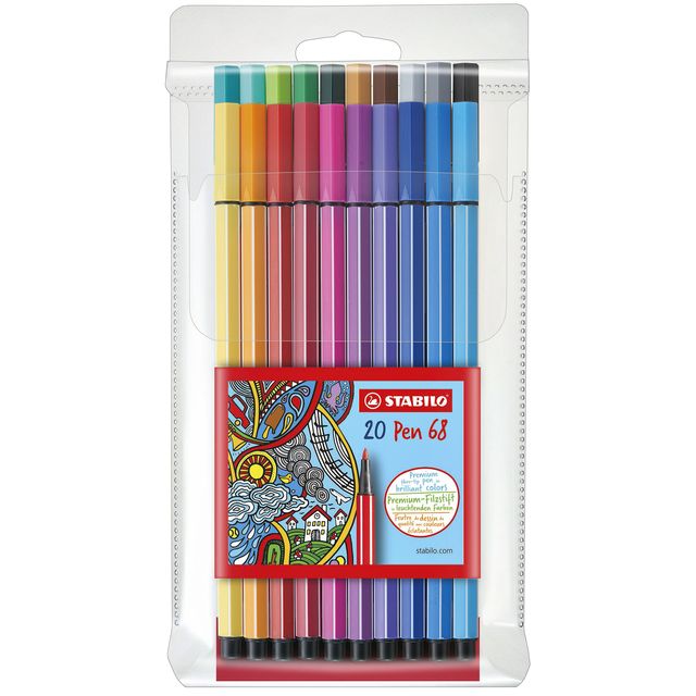 Stabilo - Feutre 68/20 moyen assortiment étui de 20 pièces