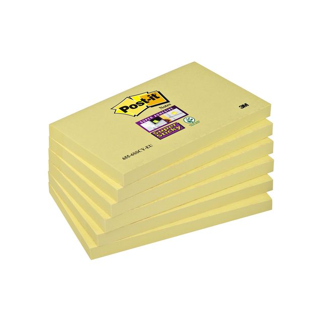 Post-it - Memoblok 655 super sticky 76x127mm geel