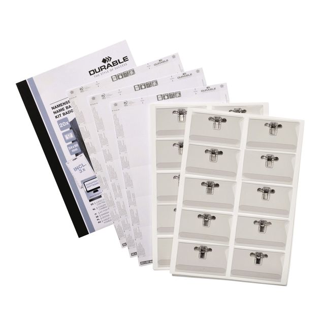 Durable - Badge with combination clamp 54x90mm set of 20 pieces