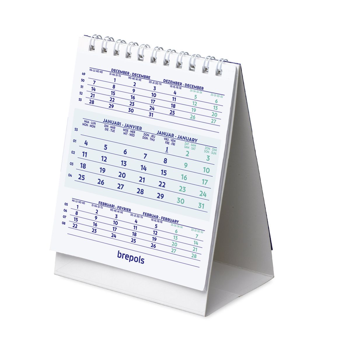 Brepols - 3-maandsbureaukalender 2027 10.5x13cm