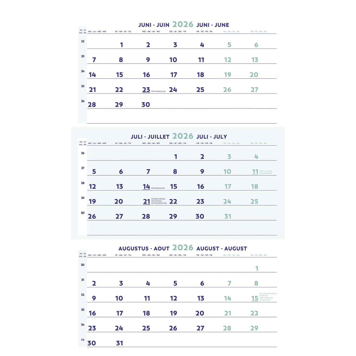 Brepols - 3-maandkalender 2027 30x43cm