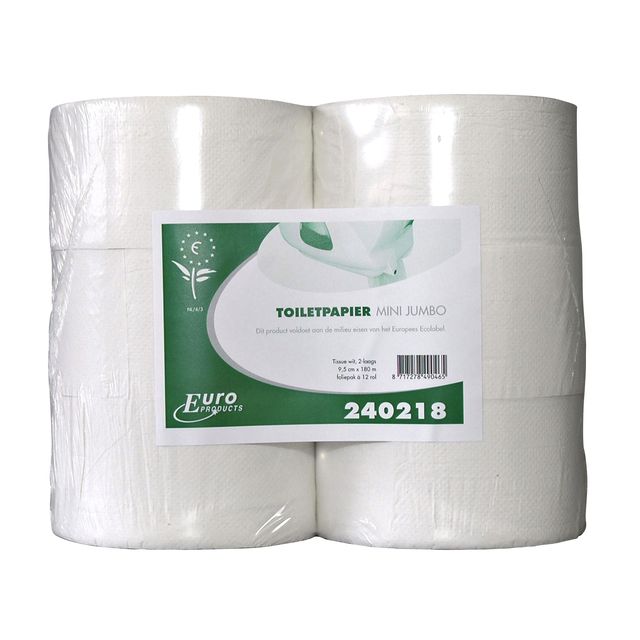 Productos Euro - Productos de papel higiénico Q5 jumbo pequeño reciclado 2 capas 180m blanco..