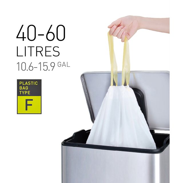 Eko - Waste bag MDPE type F with drawstring 64x75cm 40-60L white roll of 12 pieces