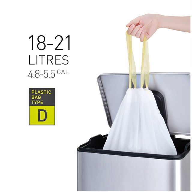 Eko - Bolsa de basura MDPE tipo D con cordón 55x55cm 18-21L blanca rollo de 20 piezas