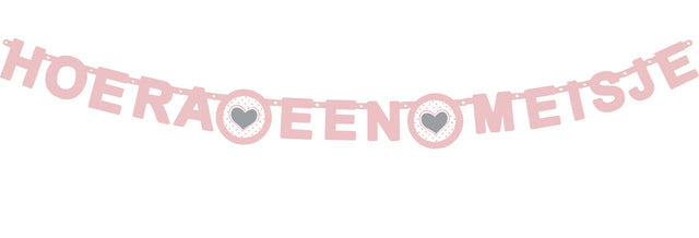 Haza - Guirlande de lettres ''Hourra une fille'' rose | 5 pièces